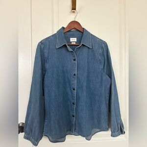 Wilfred Blue Denim Shirt Retro / Loose Fit Style Cotton-Hemp Blend S but fits M